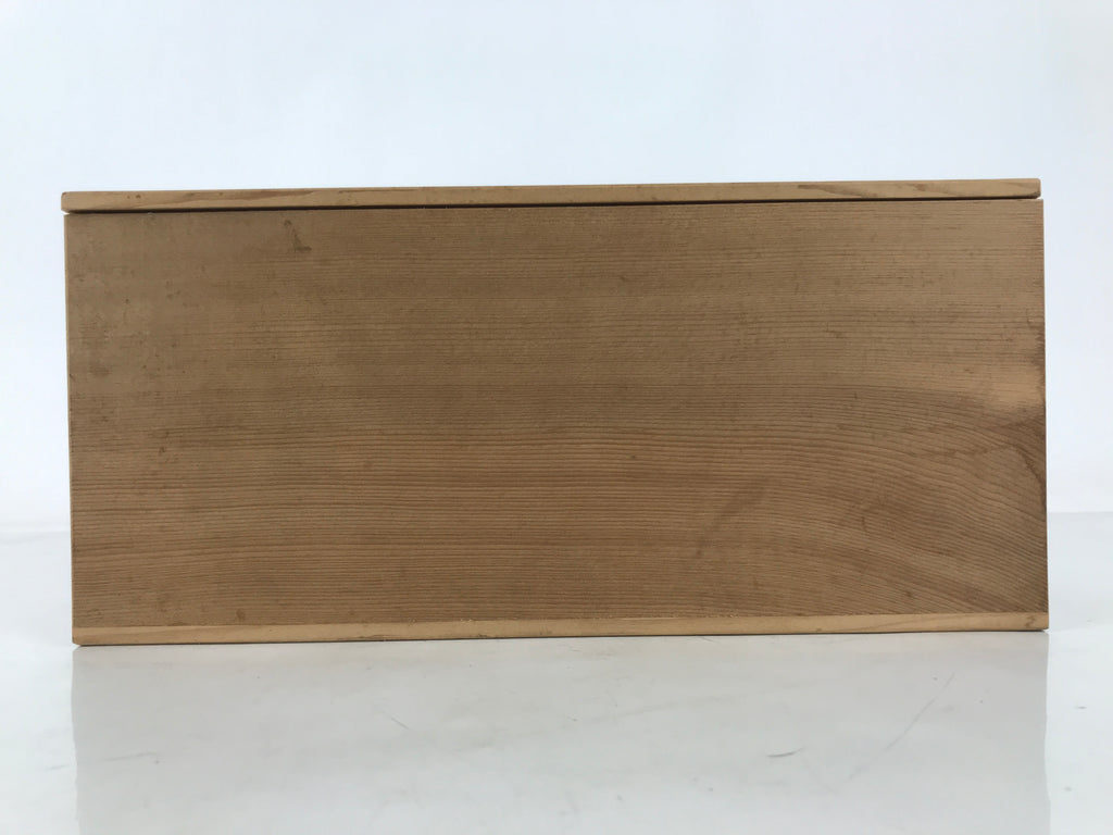 Japanese Wooden Lidded Pottery Storage Box Inside 31.5x13.5x13.5cm Brown X169