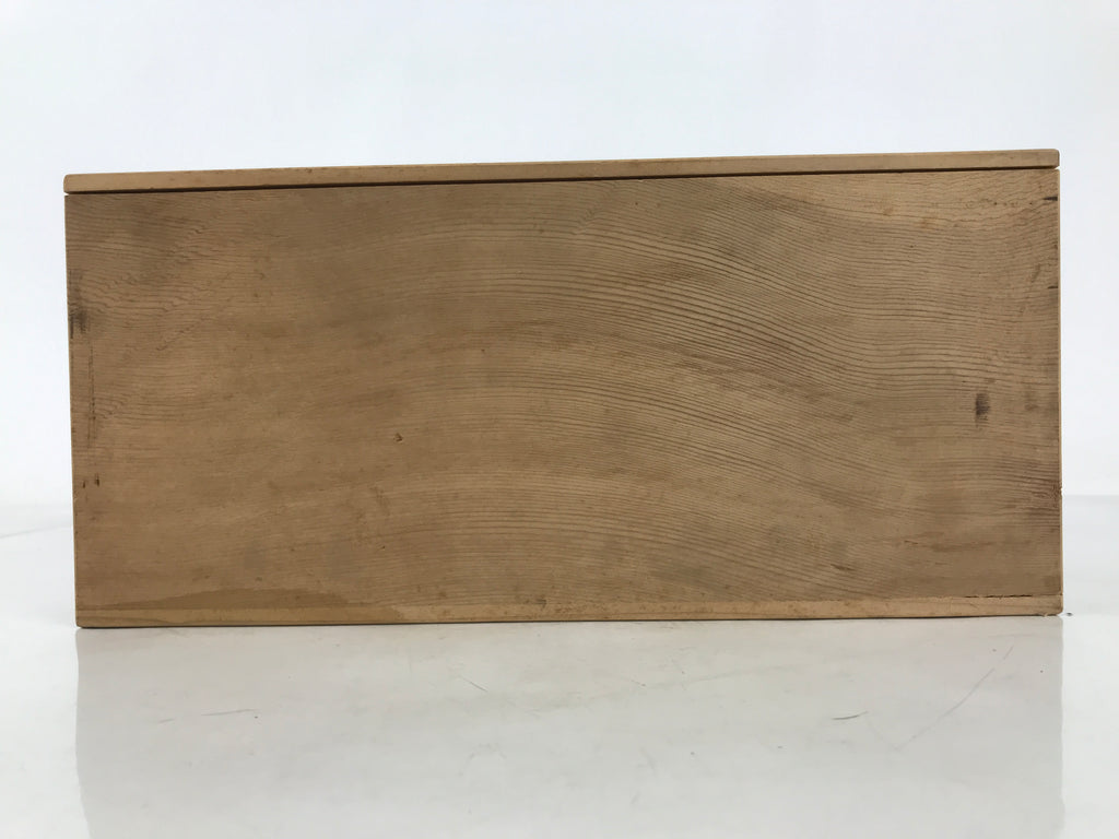 Japanese Wooden Lidded Pottery Storage Box Inside 31.5x13.5x13.5cm Brown X169