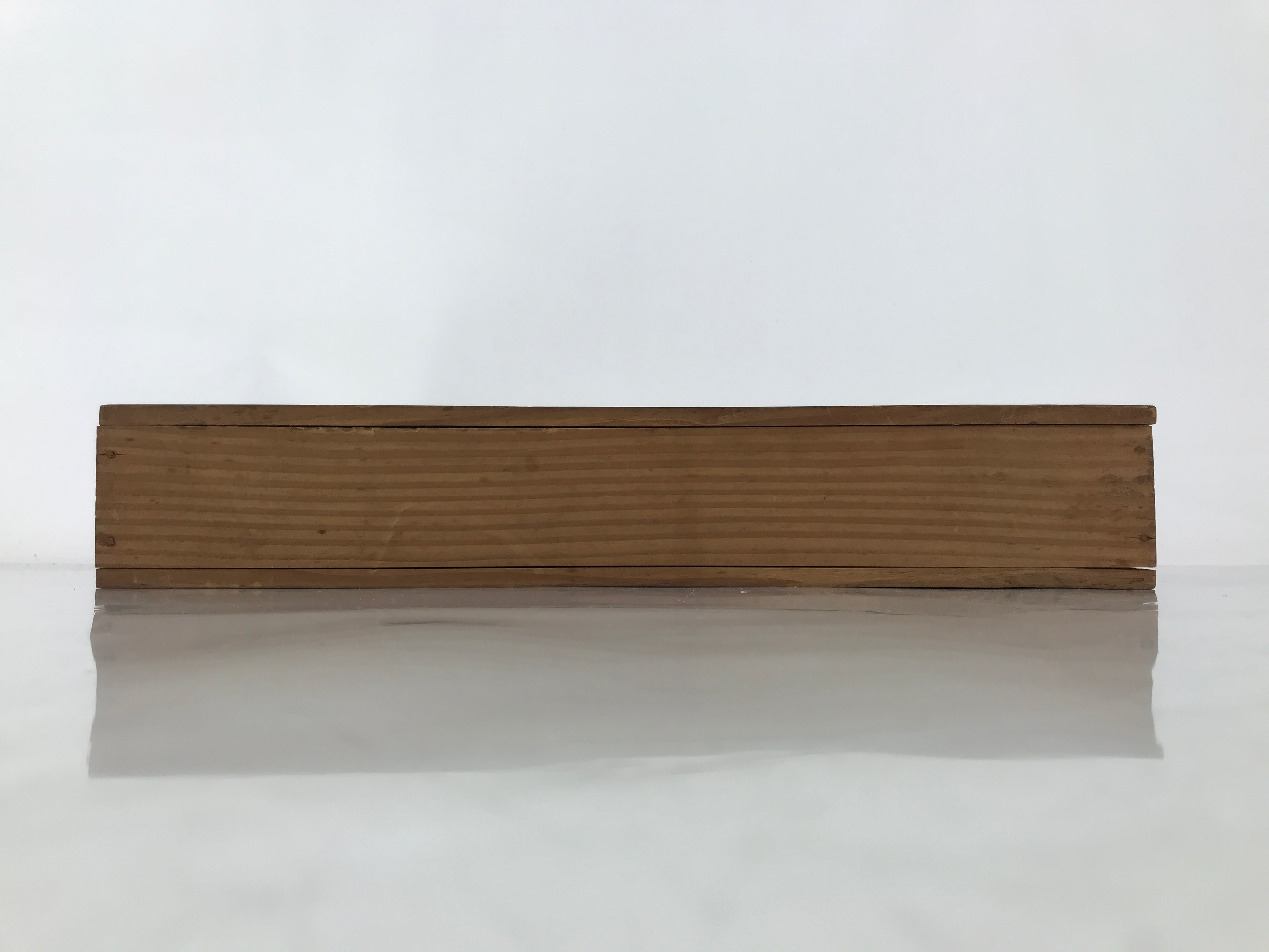 Japanese Wooden Lidded Pottery Storage Box Inside 32.6x9.4x4.8cm Brown X199