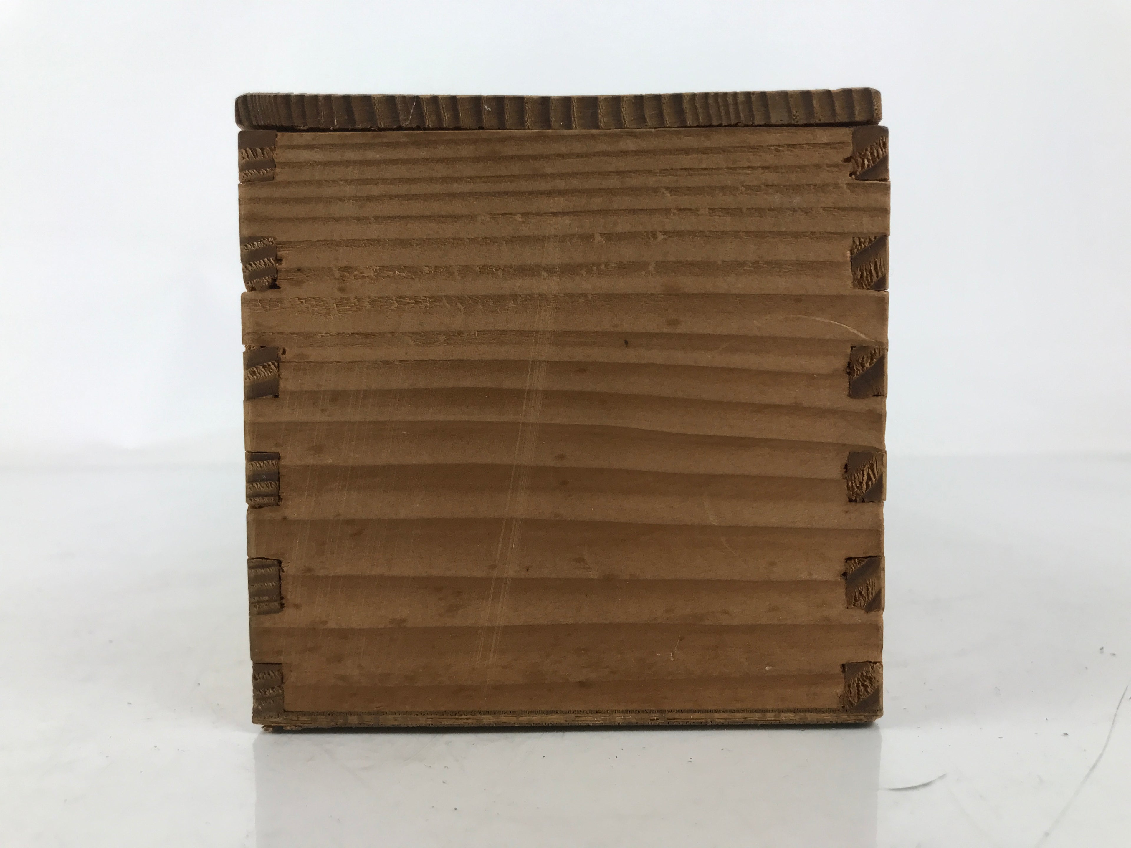 Japanese Wooden Lidded Pottery Storage Box Inside 35.5x8x8.5cm Teacup Brown X185
