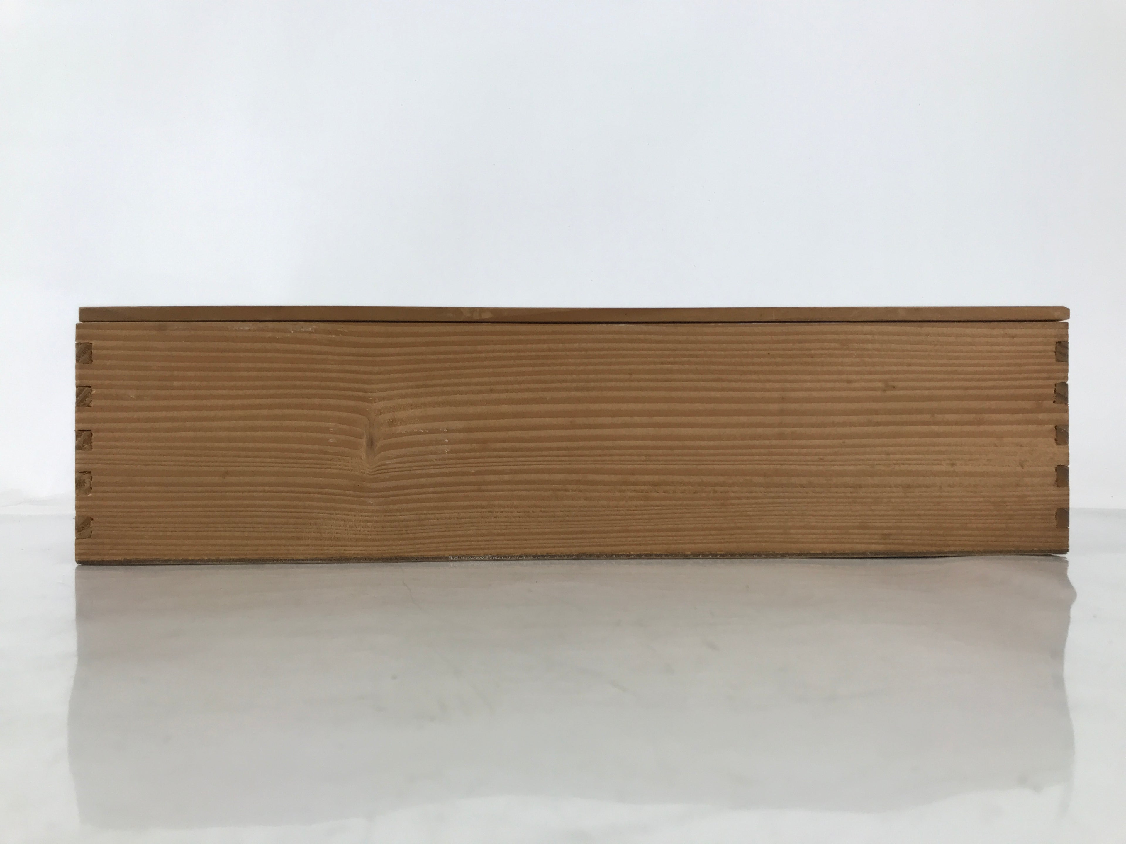 Japanese Wooden Lidded Pottery Storage Box Inside 35.5x8x8.5cm Teacup Brown X185