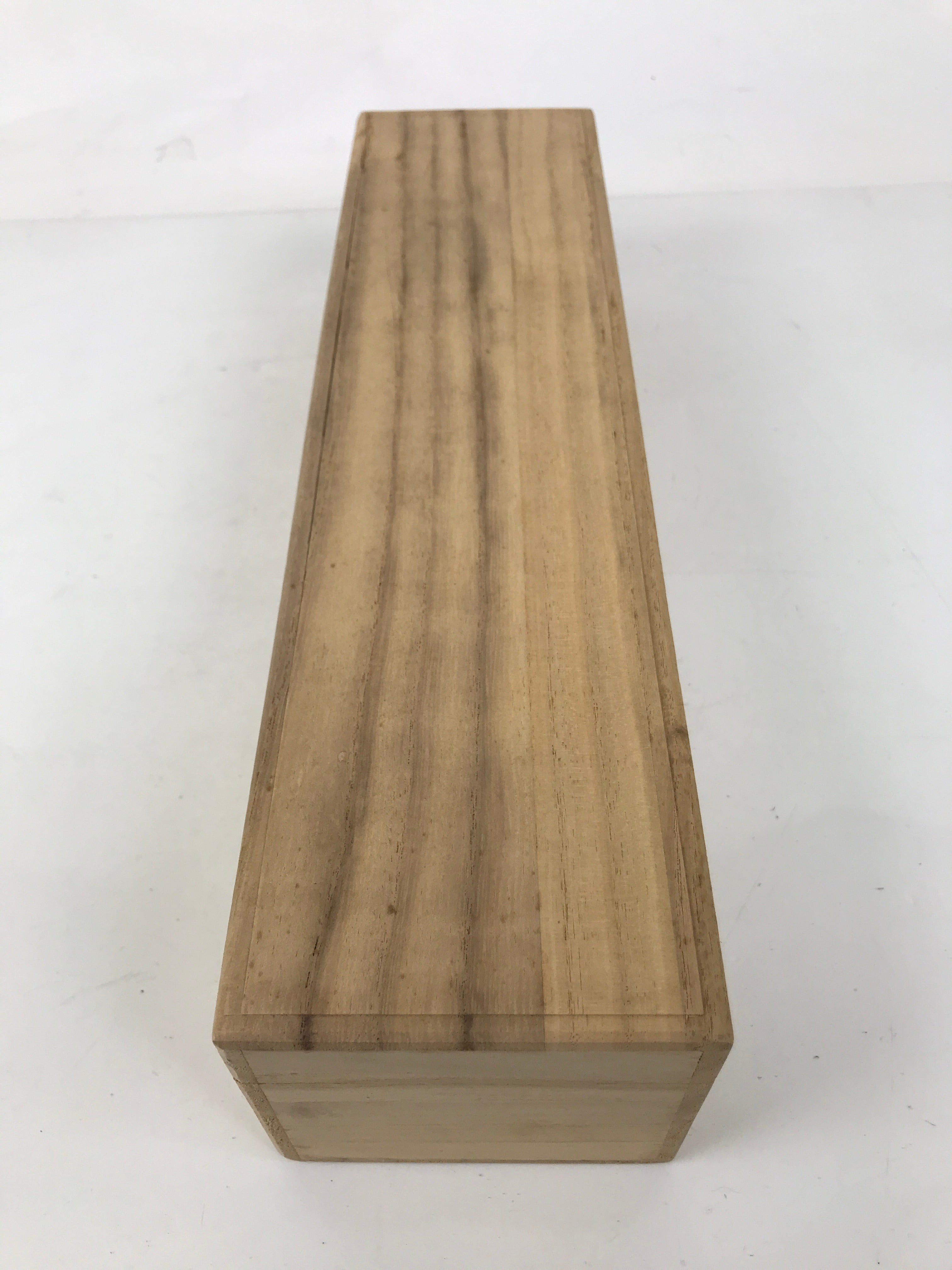 Japanese Wooden Lidded Pottery Storage Box Inside 38x8.5x7cm Brown X186