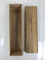 Japanese Wooden Lidded Pottery Storage Box Inside 38x8.5x7cm Brown X186