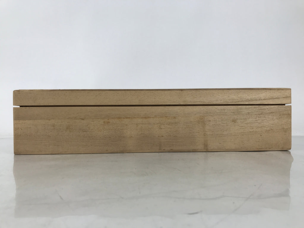 Japanese Wooden Lidded Pottery Storage Box Inside 38x8.5x7cm Brown X186