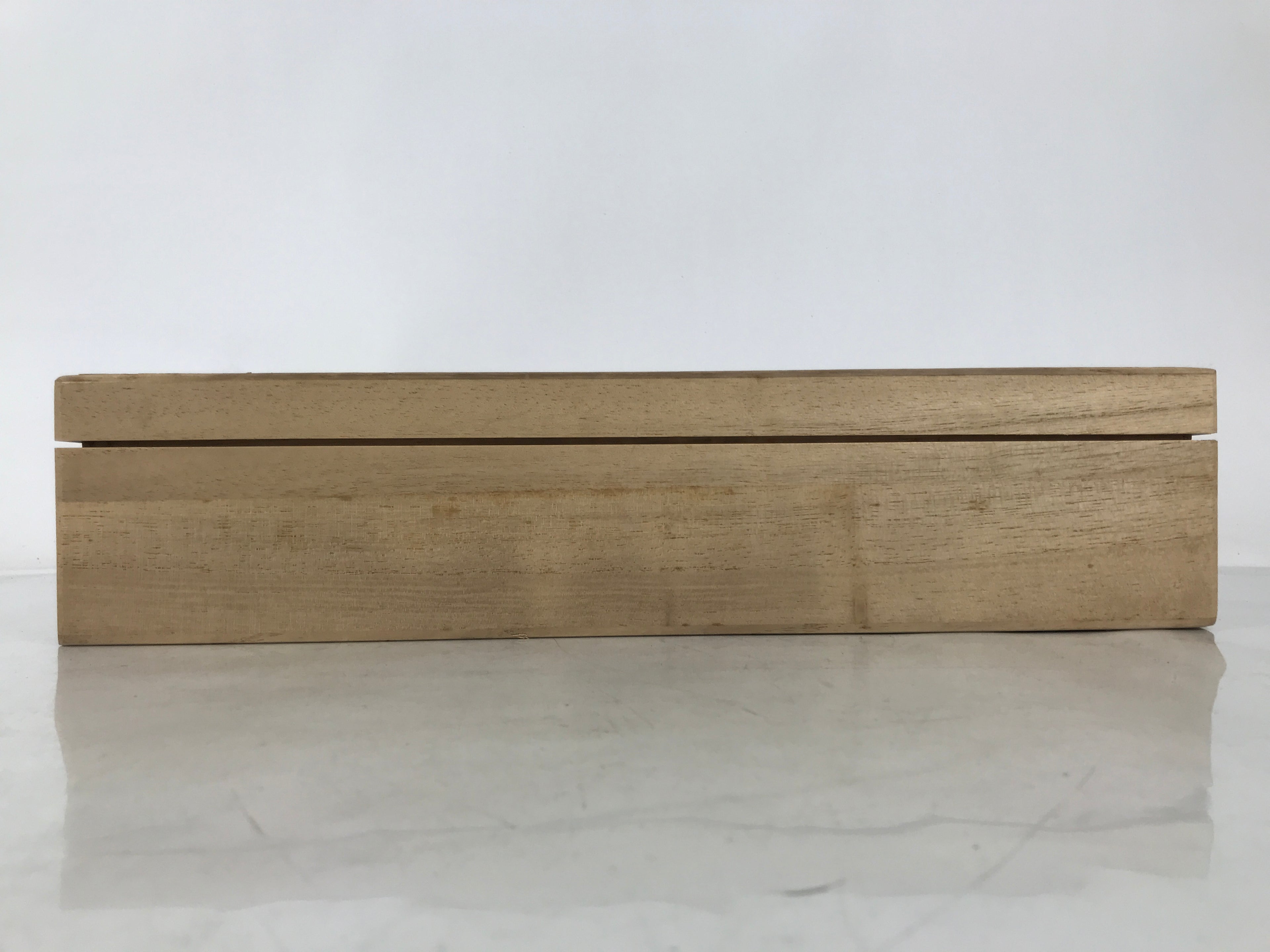 Japanese Wooden Lidded Pottery Storage Box Inside 38x8.5x7cm Brown X186