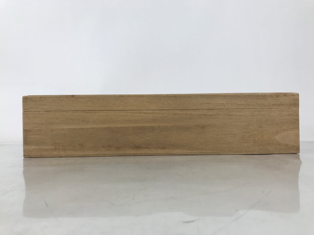 Japanese Wooden Lidded Pottery Storage Box Inside 38x8.5x7cm Brown X186