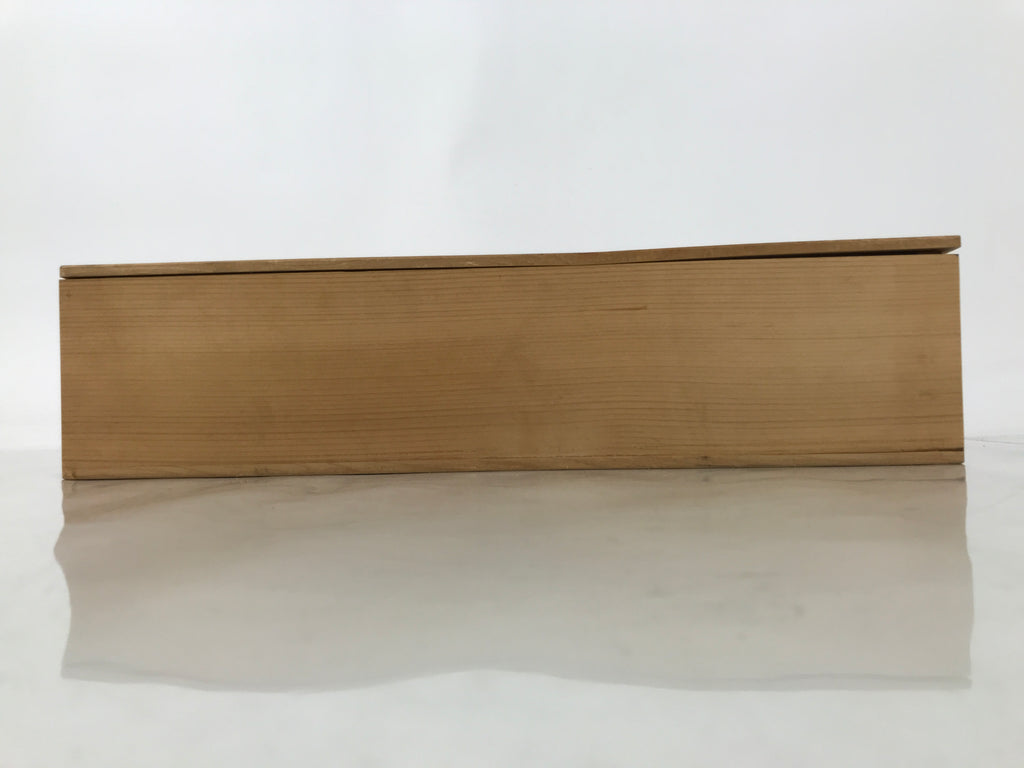 Japanese Wooden Lidded Pottery Storage Box Inside 45x10x10cm Brown X217
