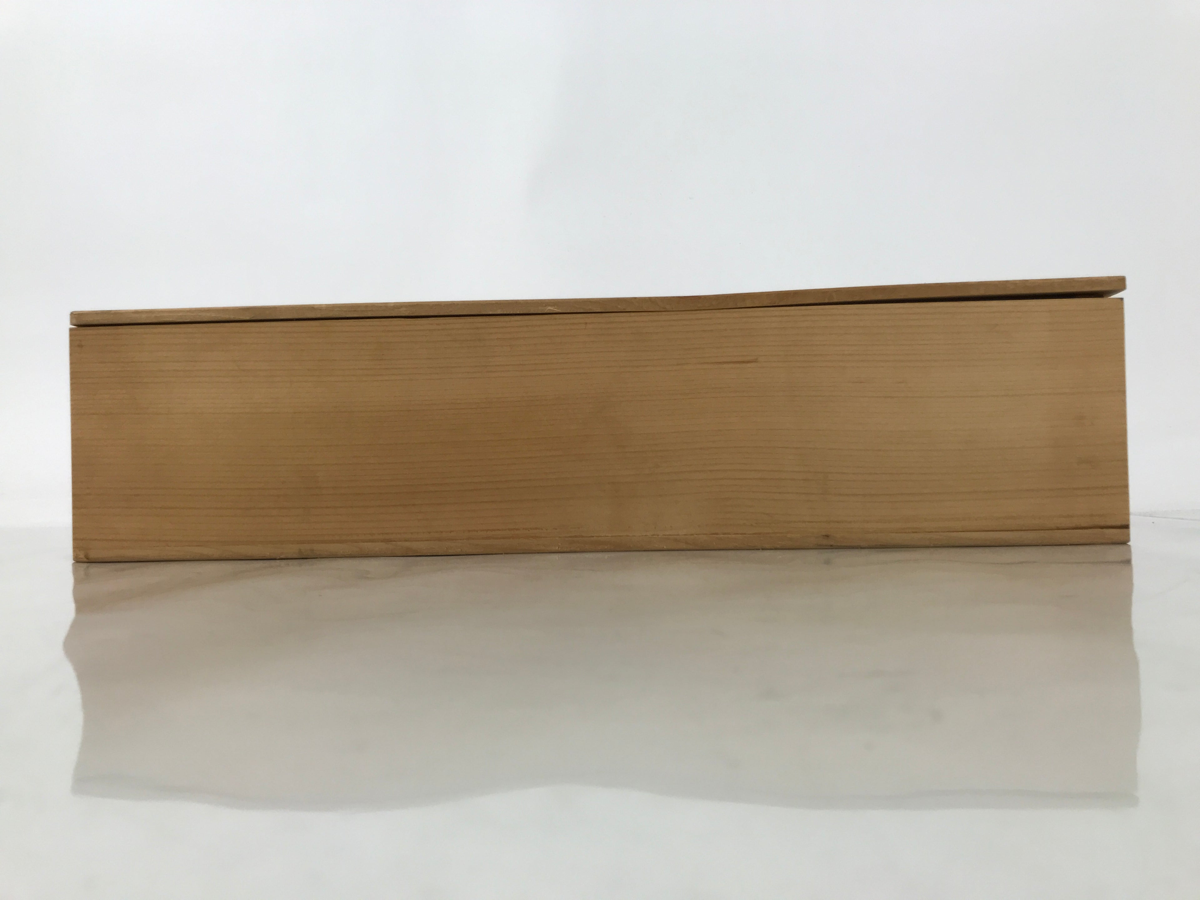 Japanese Wooden Lidded Pottery Storage Box Inside 45x10x10cm Brown X217