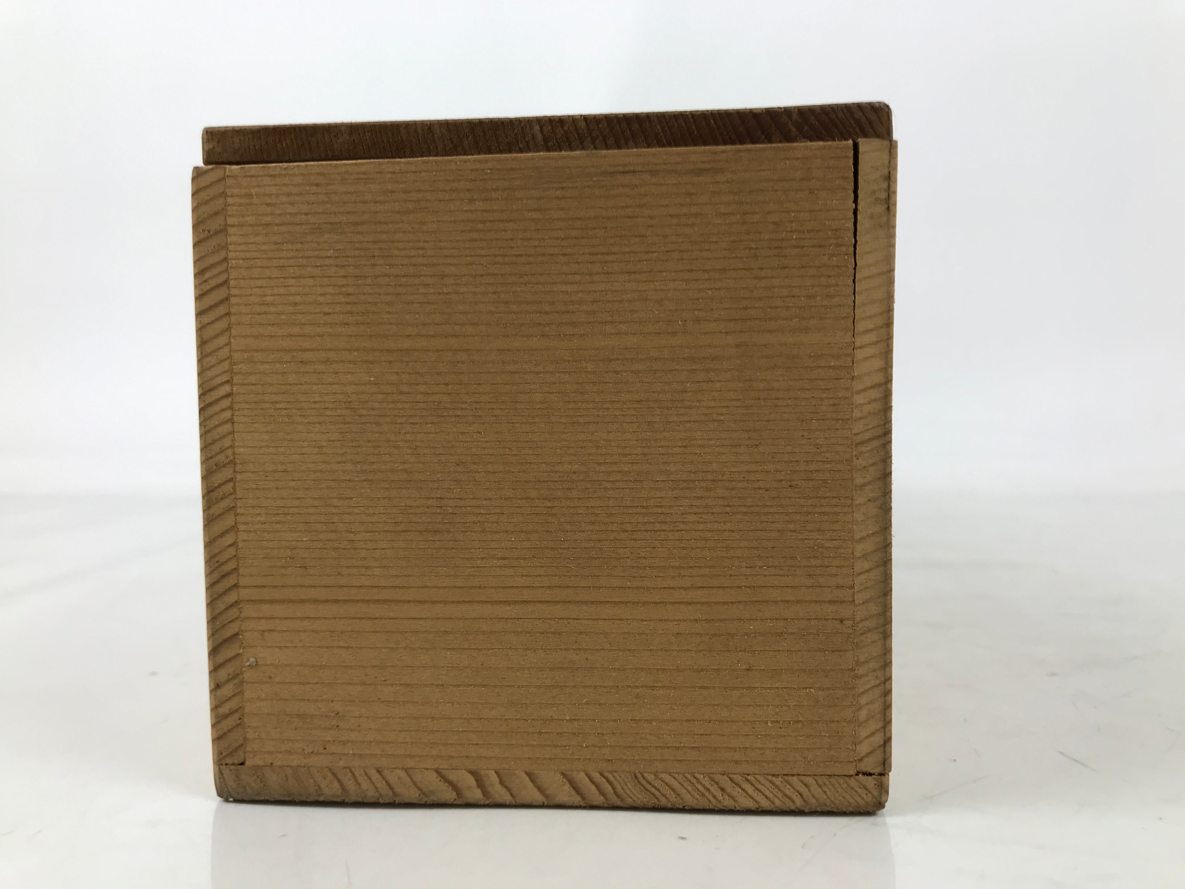 Japanese Wooden Lidded Pottery Storage Box Inside 45x10x10cm Brown X217