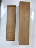 Japanese Wooden Lidded Pottery Storage Box Inside 45x10x10cm Brown X217