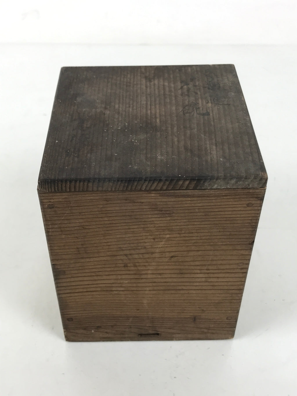 Japanese Wooden Lidded Pottery Storage Box Inside 8.3x8.3x10.3cm Brown X188