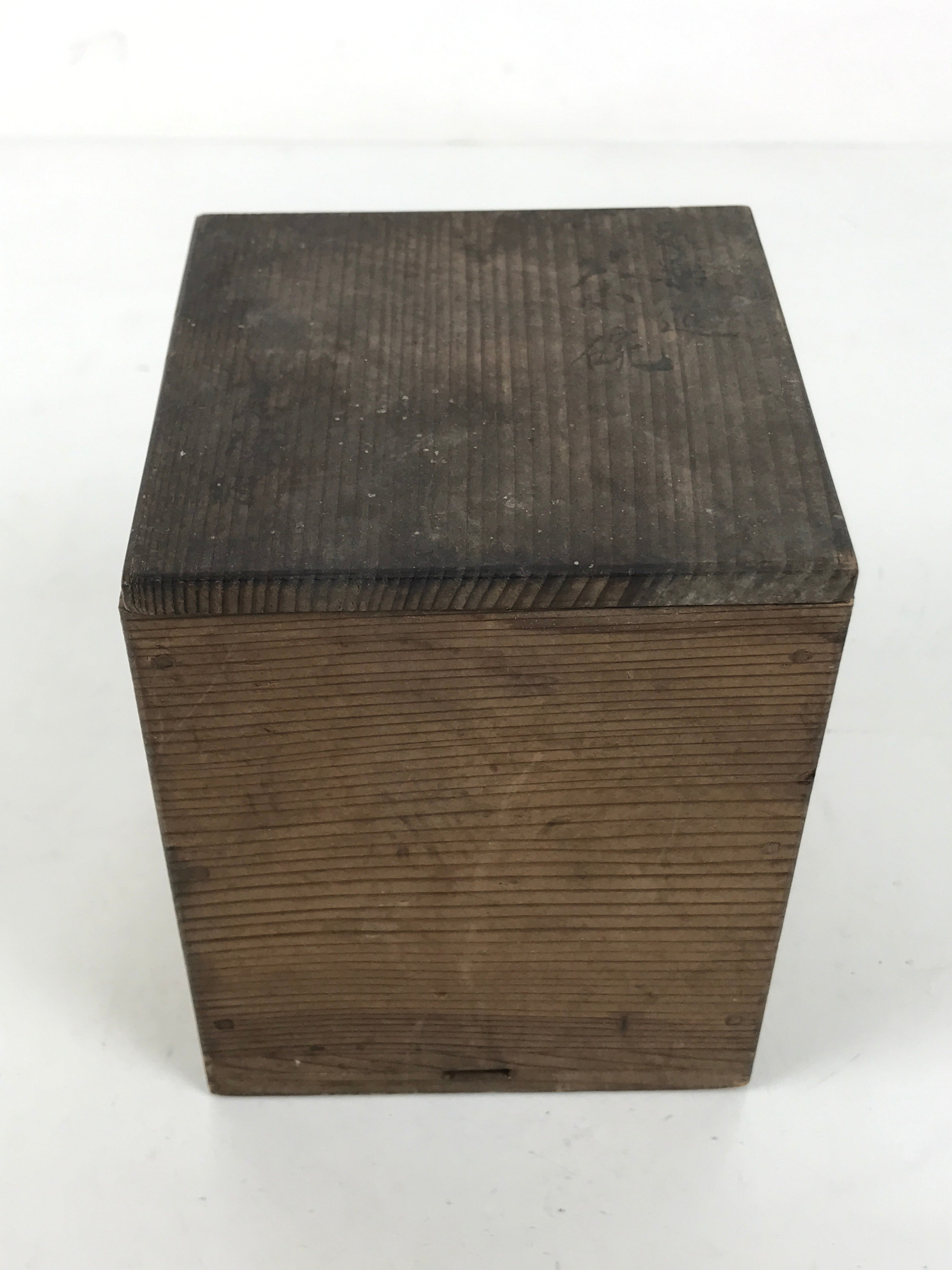 Japanese Wooden Lidded Pottery Storage Box Inside 8.3x8.3x10.3cm Brown X188