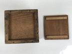Japanese Wooden Lidded Pottery Storage Box Inside 8.3x8.3x10.3cm Brown X188