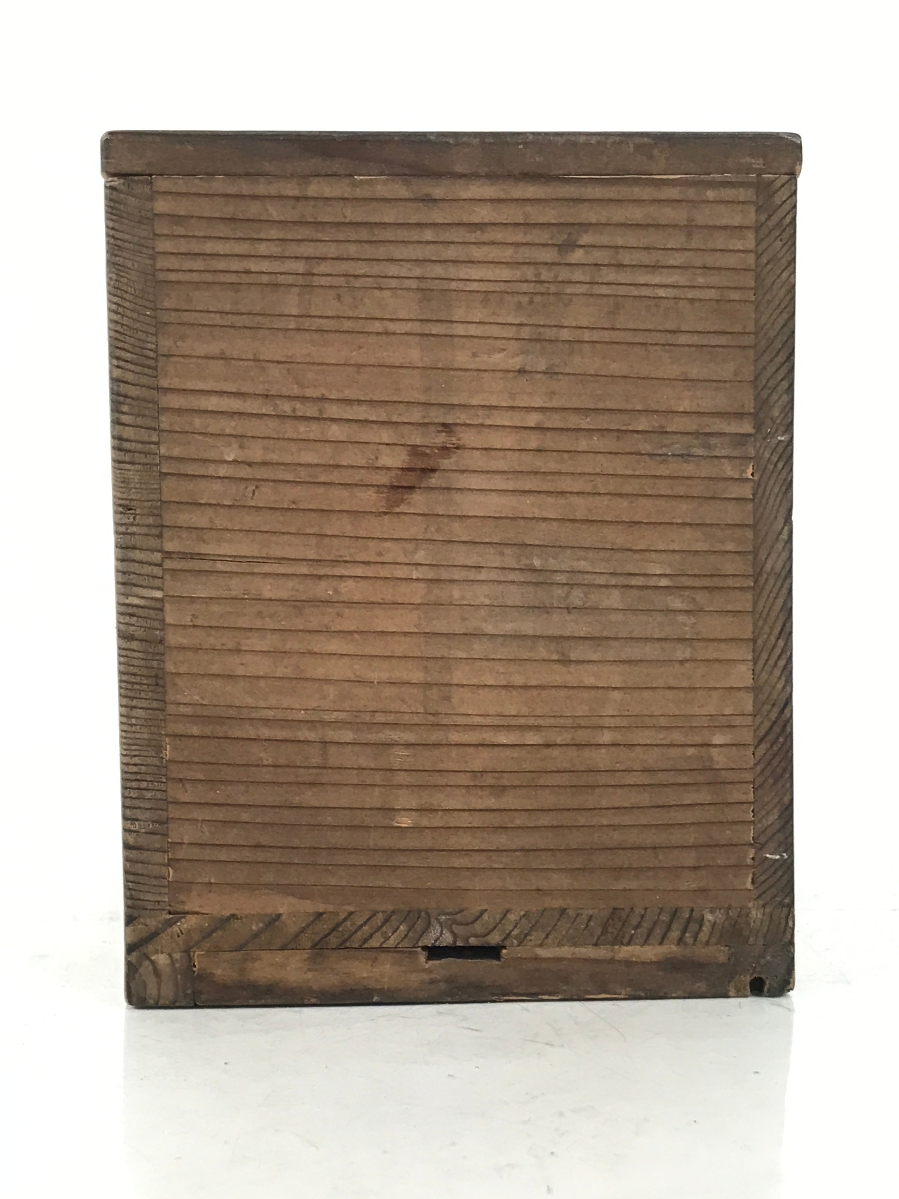 Japanese Wooden Lidded Pottery Storage Box Inside 8.3x8.3x10.3cm Brown X188