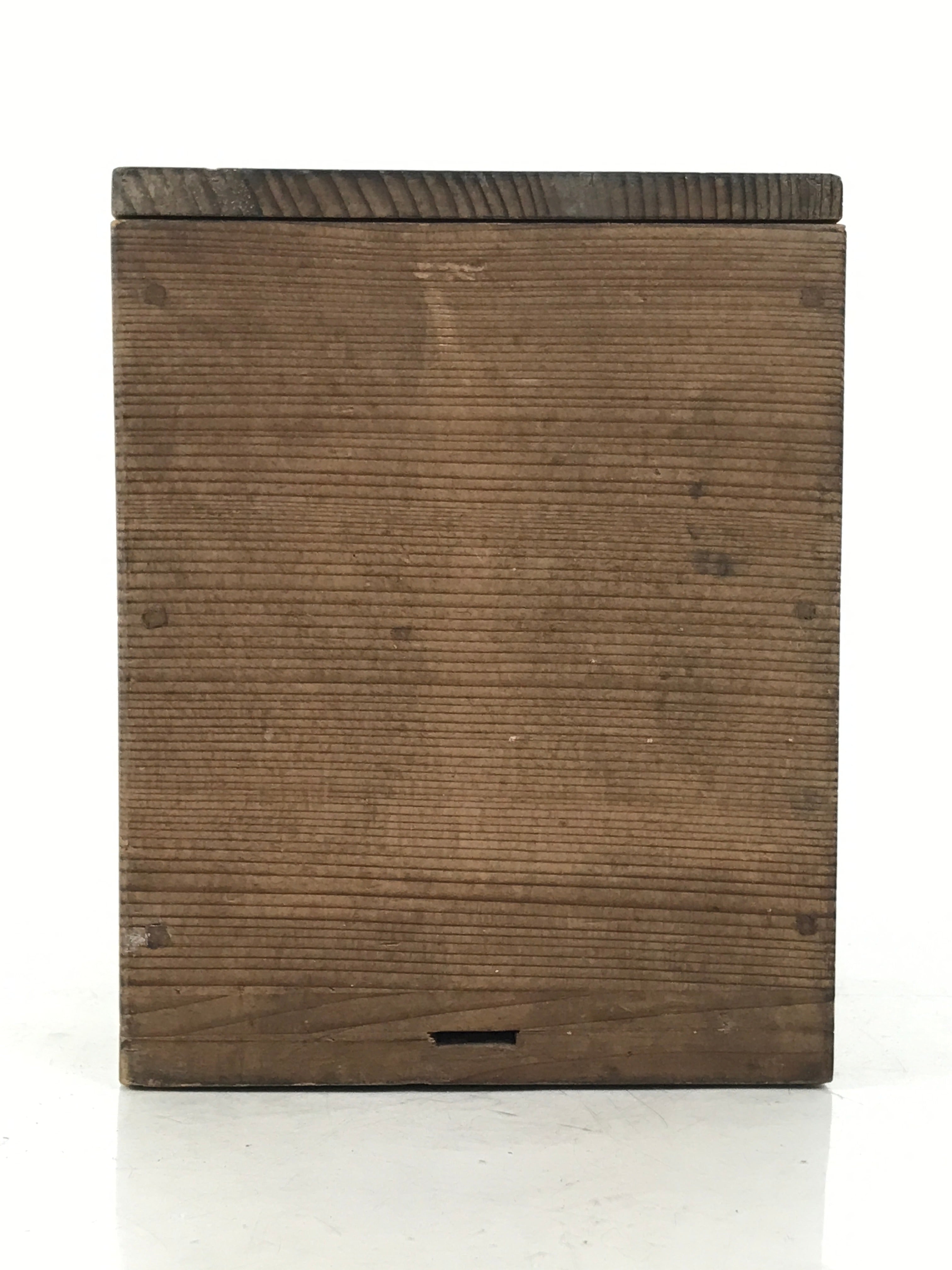 Japanese Wooden Lidded Pottery Storage Box Inside 8.3x8.3x10.3cm Brown X188