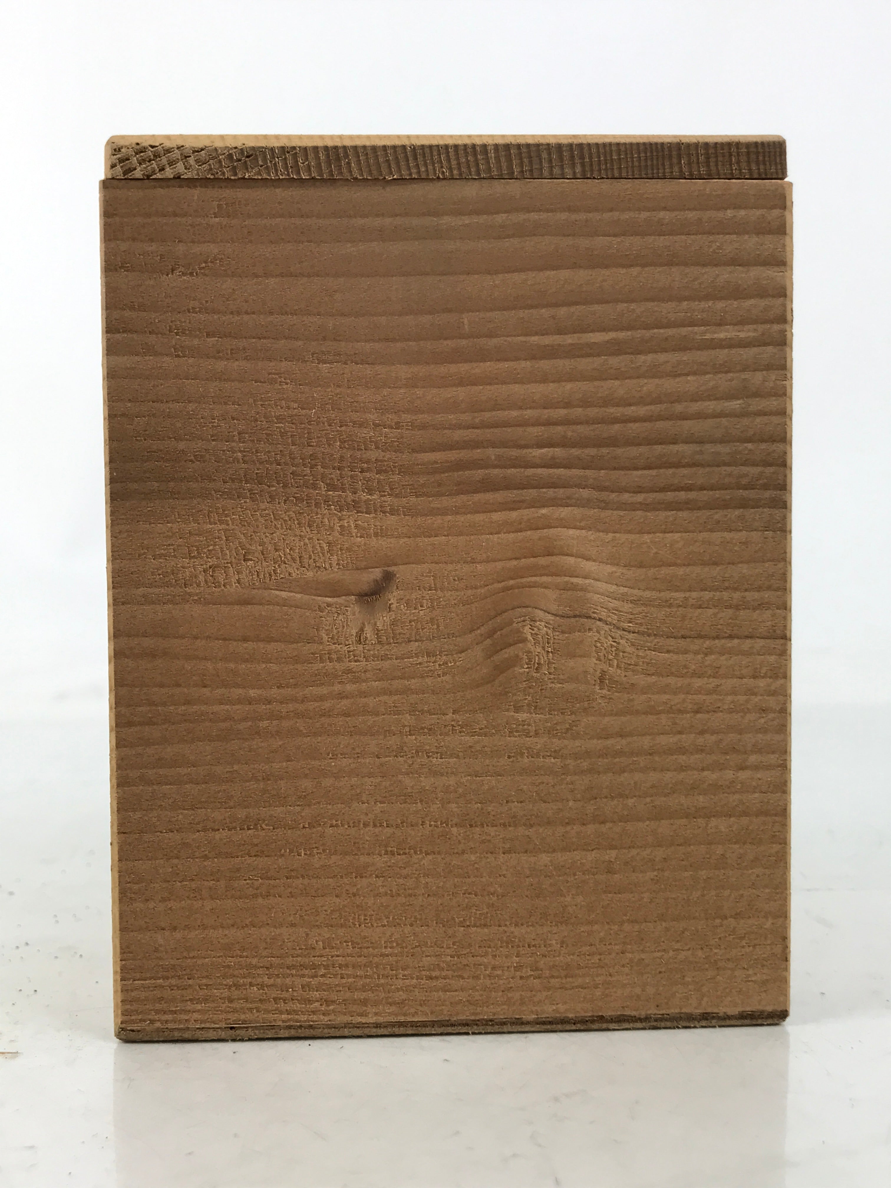 Japanese Wooden Lidded Pottery Storage Box Inside 8.5x8.5x11.6cm Brown X196