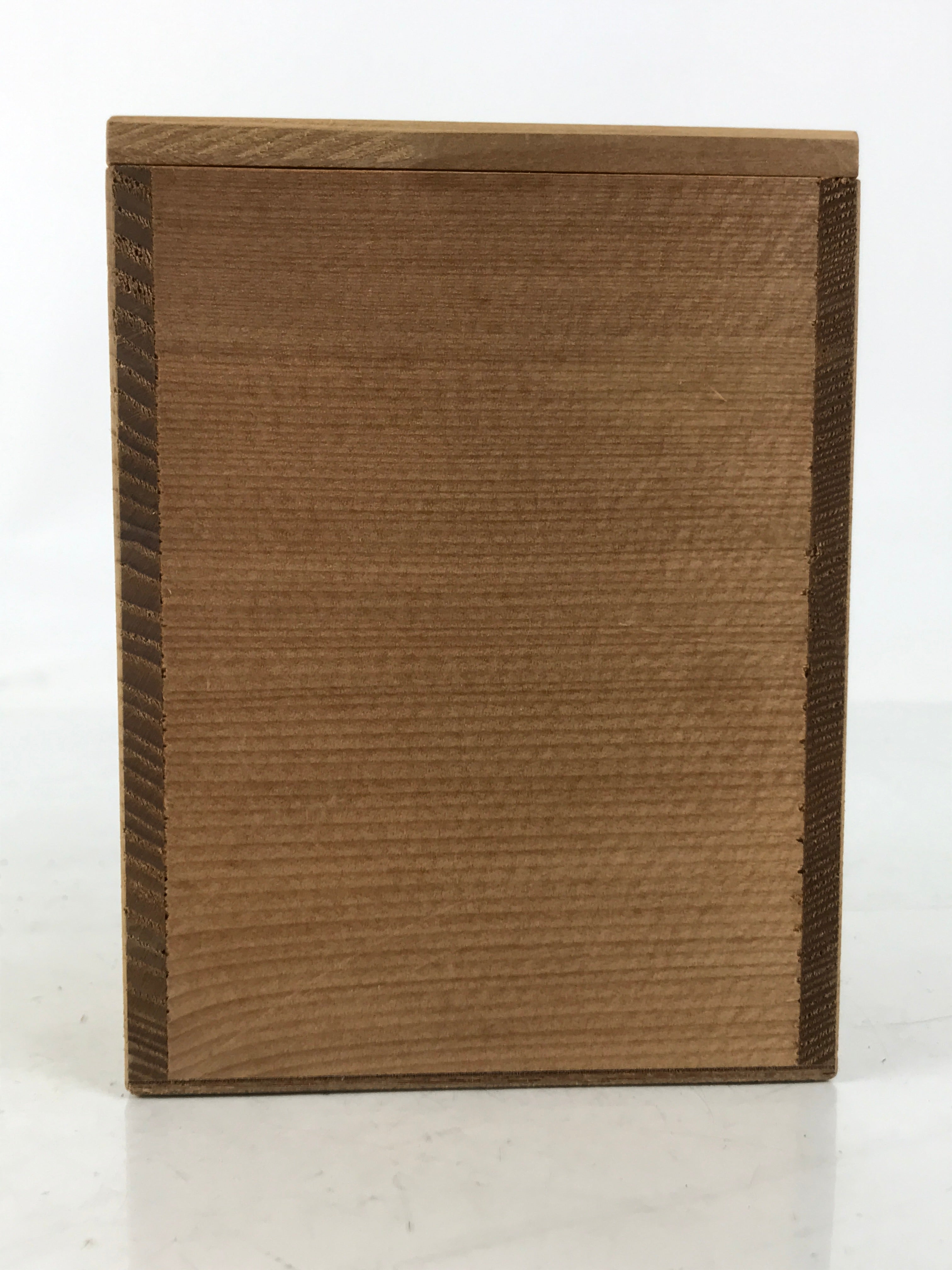 Japanese Wooden Lidded Pottery Storage Box Inside 8.5x8.5x11.6cm Brown X196