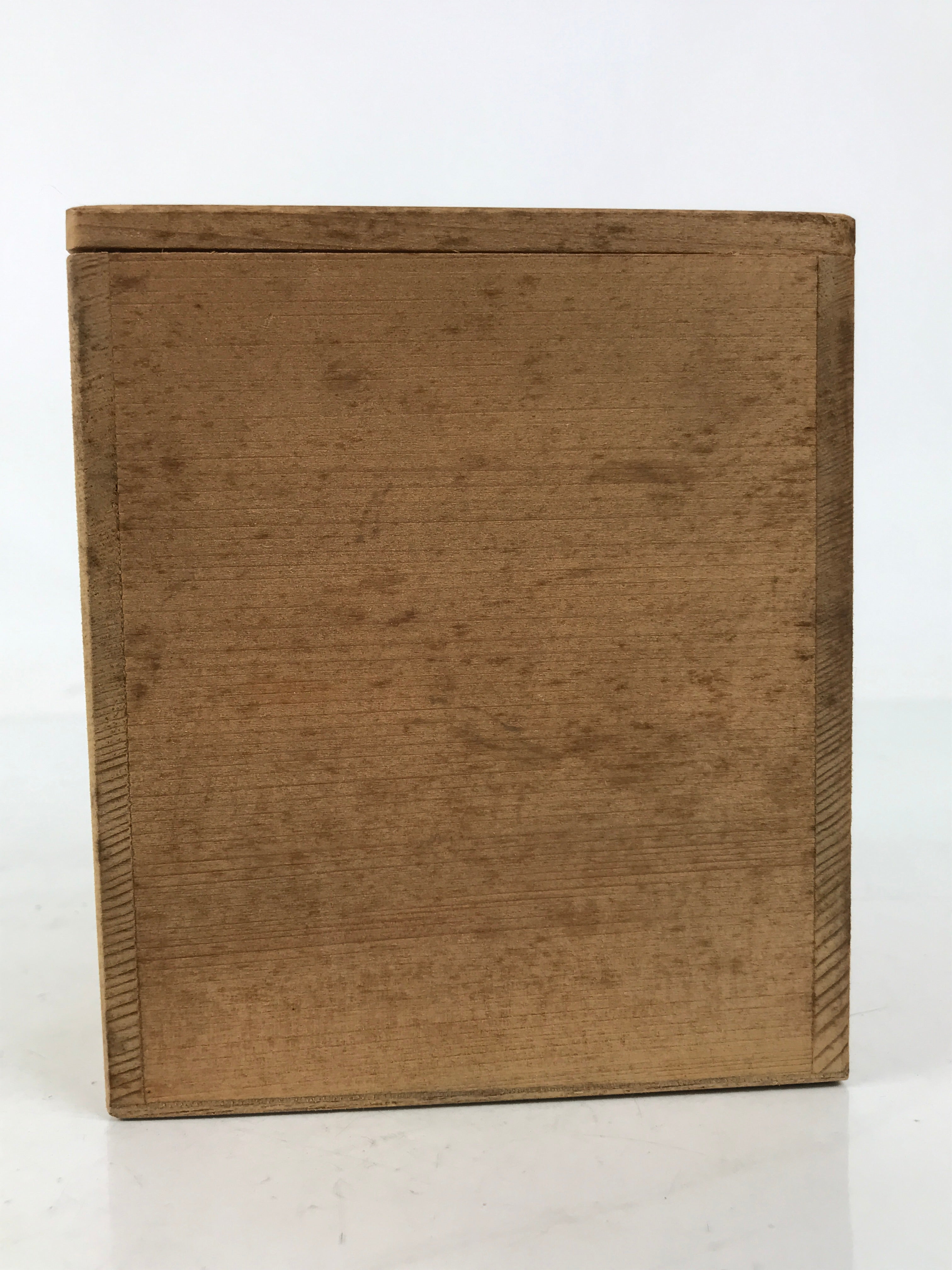 Japanese Wooden Lidded Pottery Storage Box Inside 9.5x9.5x11.5cm Brown X184