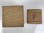 Japanese Wooden Lidded Pottery Storage Box Inside 9.5x9.5x11.5cm Brown X184