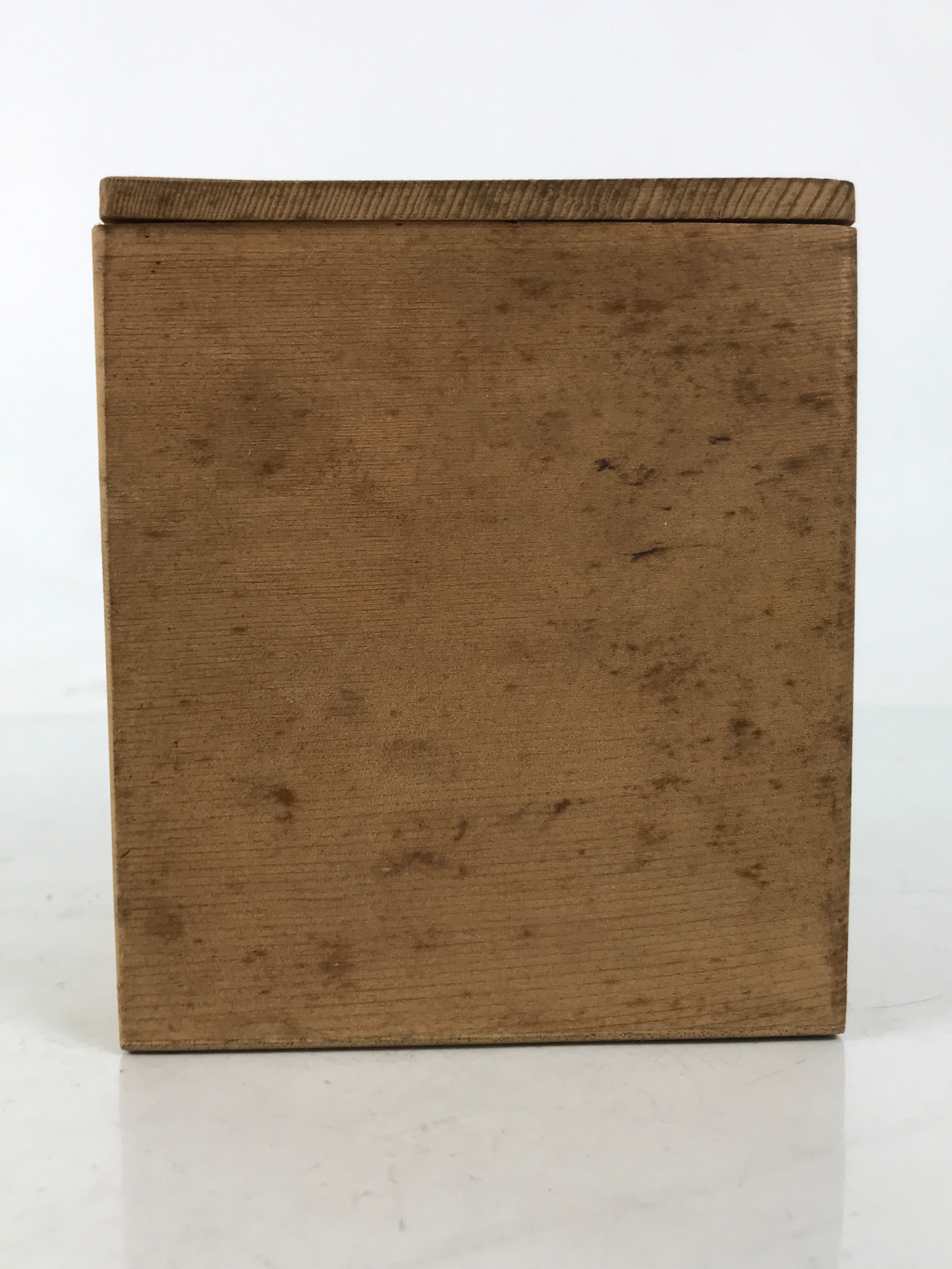 Japanese Wooden Lidded Pottery Storage Box Inside 9.5x9.5x11.5cm Brown X184