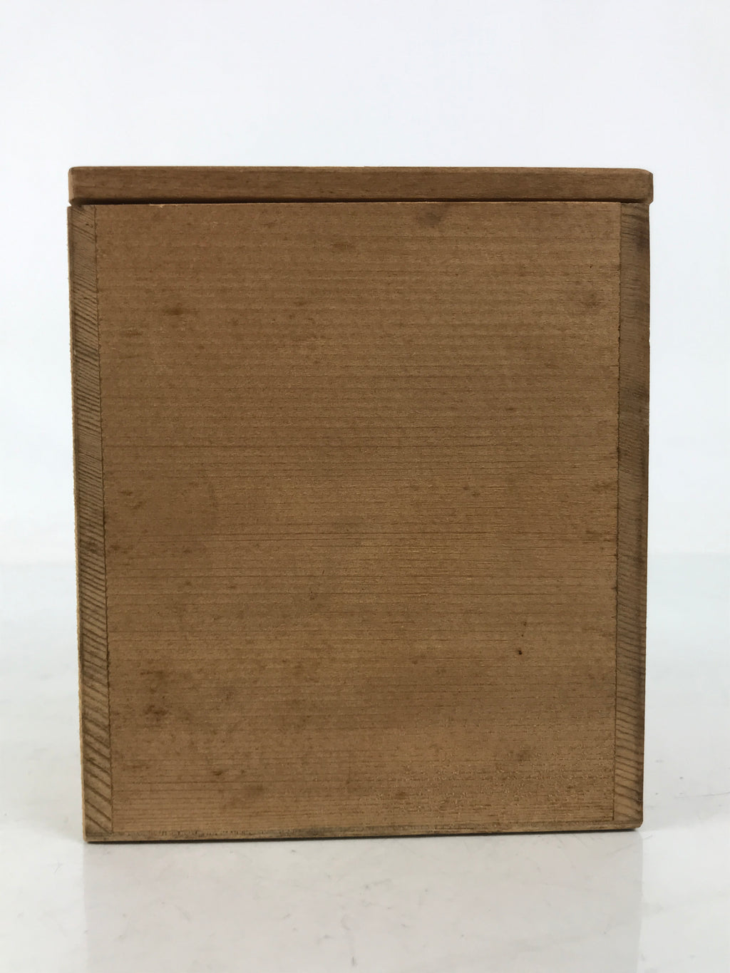 Japanese Wooden Lidded Pottery Storage Box Inside 9.5x9.5x11.5cm Brown X184