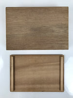 Japanese Wooden Lidded Sake Cup Storage Box Inside 21.5x14.3x5cm Brown X173