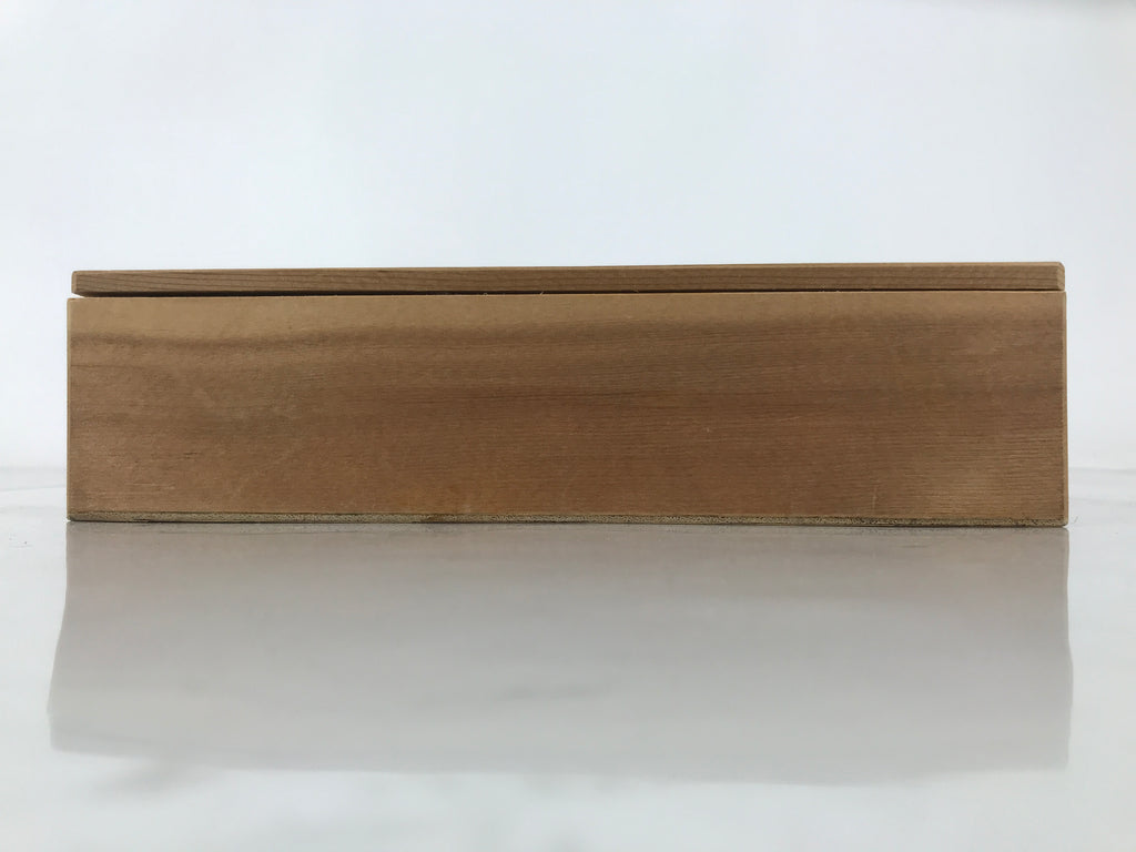 Japanese Wooden Lidded Sake Cup Storage Box Inside 21.5x14.3x5cm Brown X173