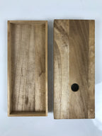 Japanese Wooden Lidded Storage Box Inside 20.3x7.7x2.4cm Juzu Brown X221