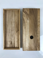 Japanese Wooden Lidded Storage Box Inside 20.3x7.7x2.4cm Juzu Brown X221