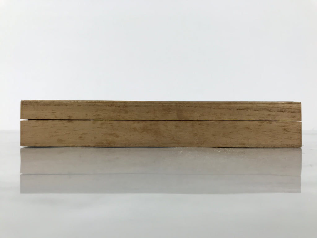 Japanese Wooden Lidded Storage Box Inside 20.3x7.7x2.4cm Juzu Brown X221