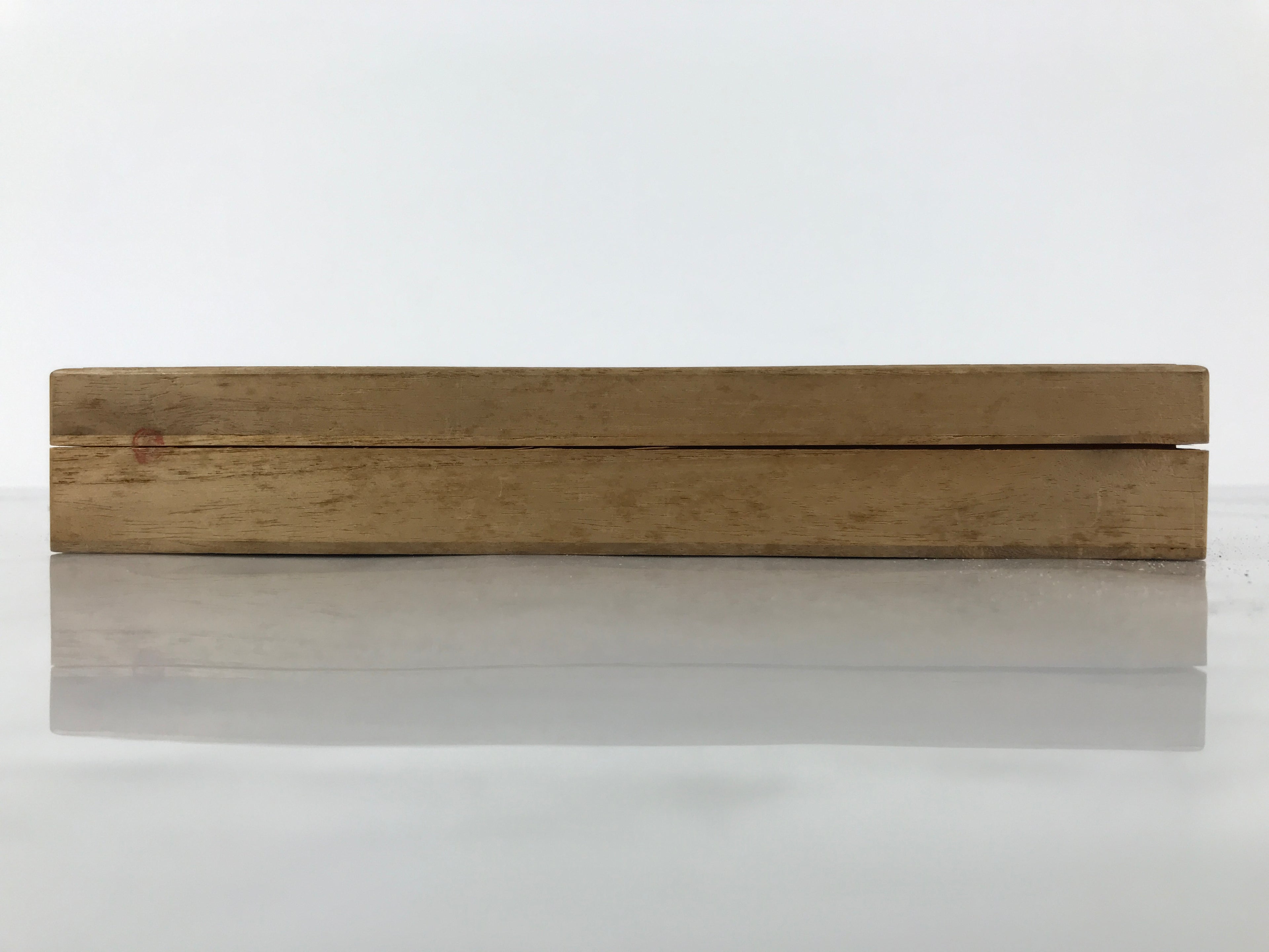 Japanese Wooden Lidded Storage Box Inside 20.3x7.7x2.4cm Juzu Brown X221
