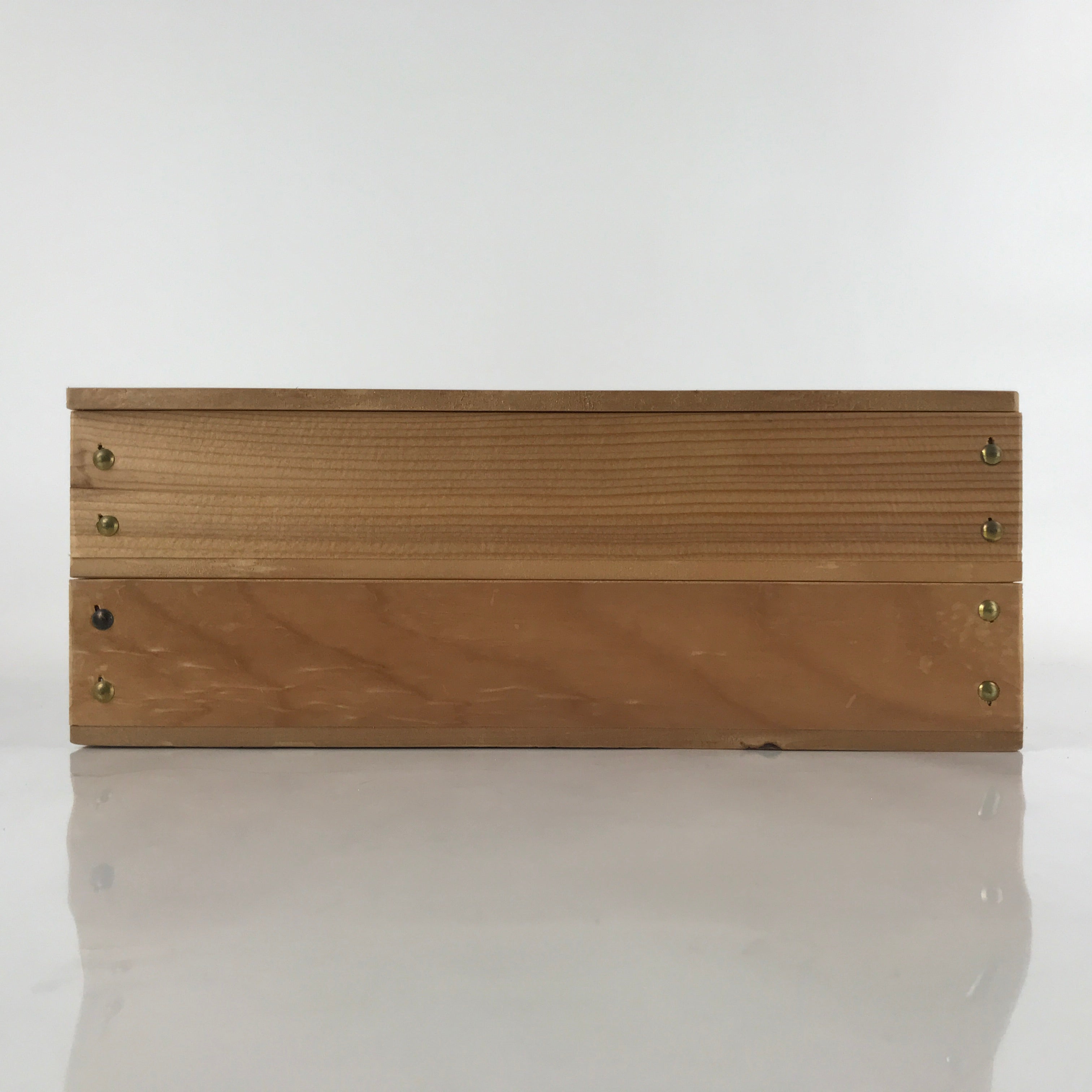 Japanese Wooden Lidded Storage Box Inside 35x25.5x6cm Stacking Set Brown X117