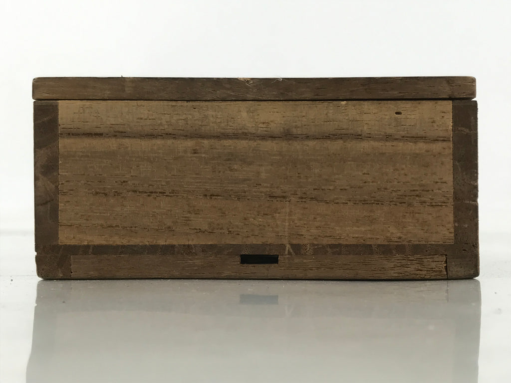 Japanese Wooden Lidded Storage Storage Box Inside 9.6x9.5x3.5cm Brown X172