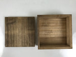 Japanese Wooden Lidded Storage Storage Box Inside 9.6x9.5x3.5cm Brown X172