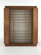 Japanese Wooden Light Shade Light Fixture Vtg Cube Window Pane Shoji JK556