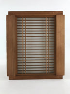 Japanese Wooden Light Shade Light Fixture Vtg Cube Window Pane Shoji JK556