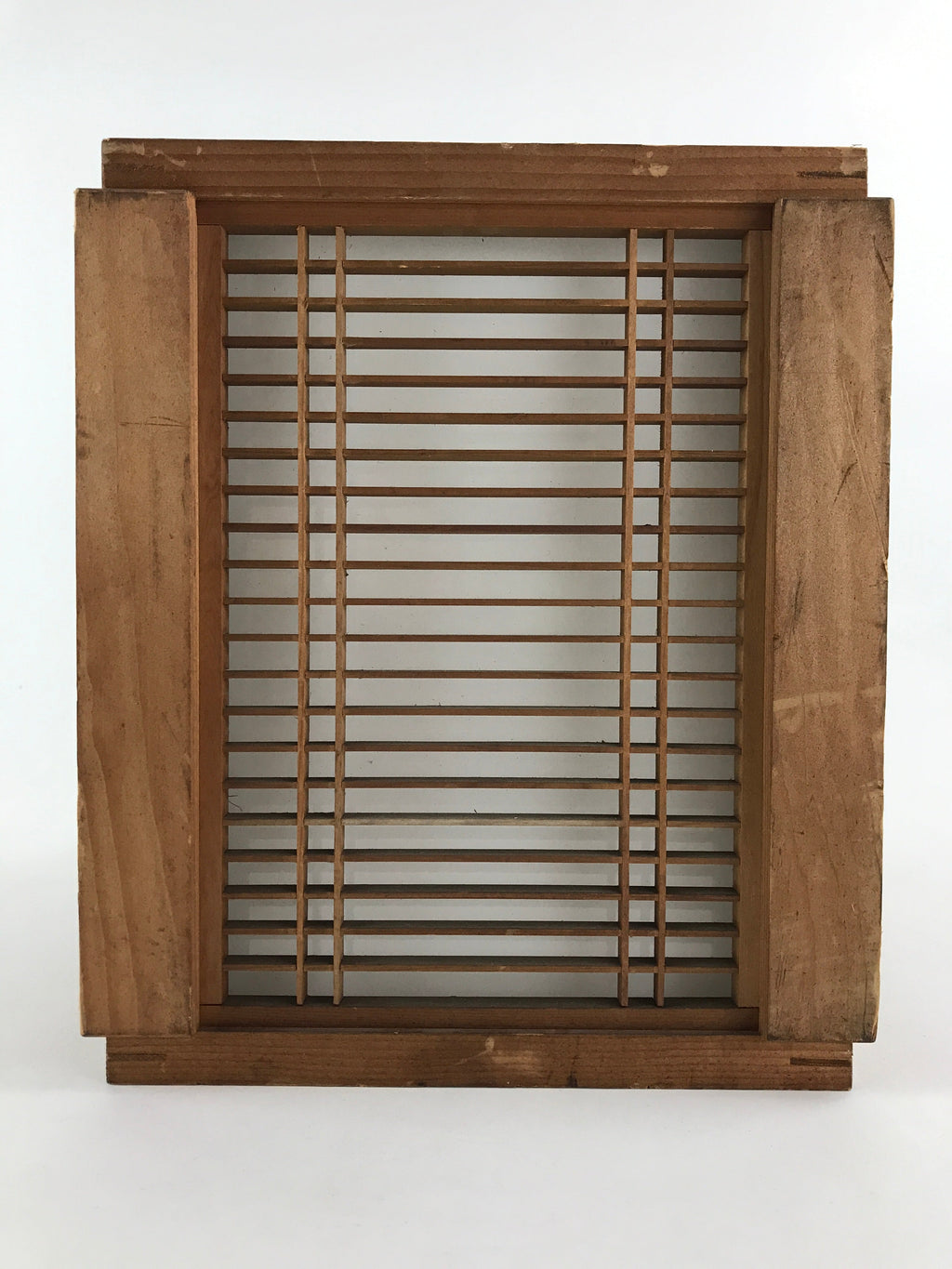 Japanese Wooden Light Shade Light Fixture Vtg Cube Window Pane Shoji JK556