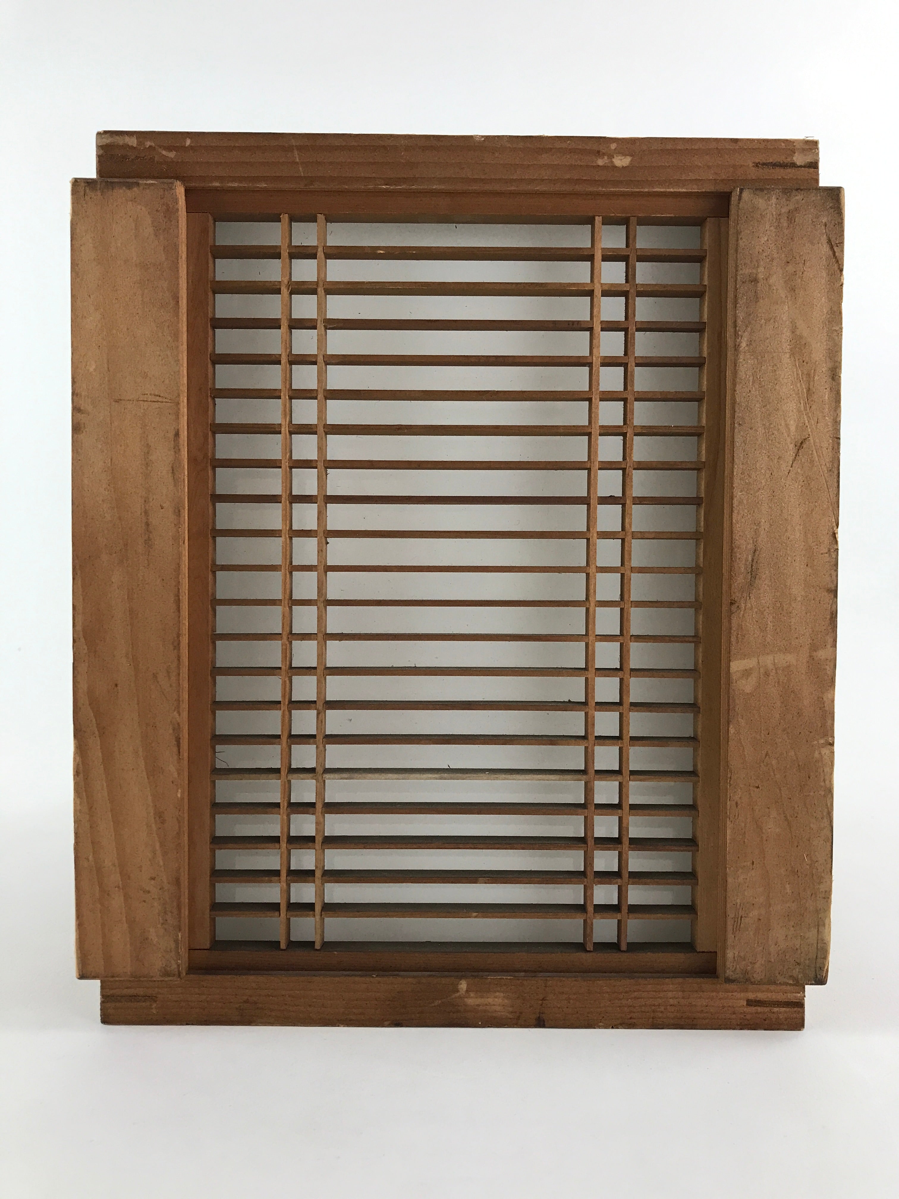 Japanese Wooden Light Shade Light Fixture Vtg Cube Window Pane Shoji JK556