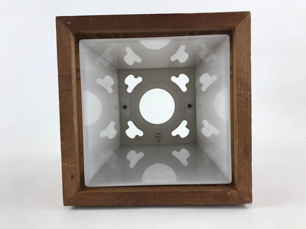 Japanese Wooden Light Shade Light Fixture Vtg Cube Window Pane Shoji JK556