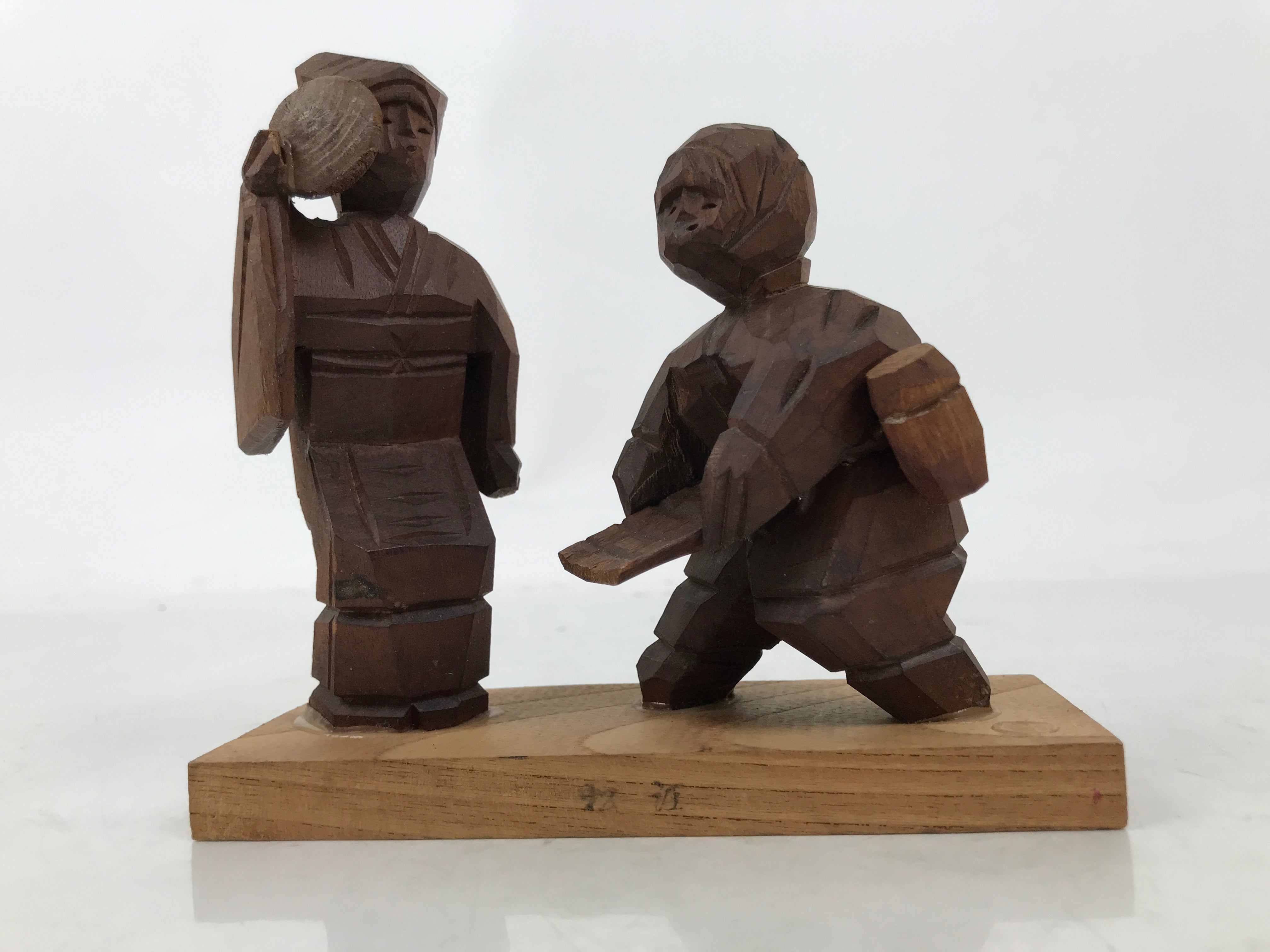 Japanese Wooden Loach Fish Scooping Figurine Statue Vtg Souvenir Folk Craft ST70