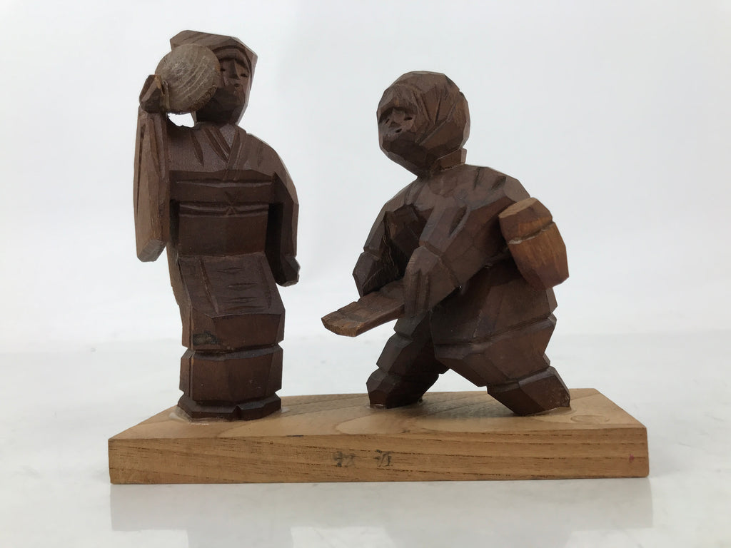 Japanese Wooden Loach Fish Scooping Figurine Statue Vtg Souvenir Folk Craft ST70
