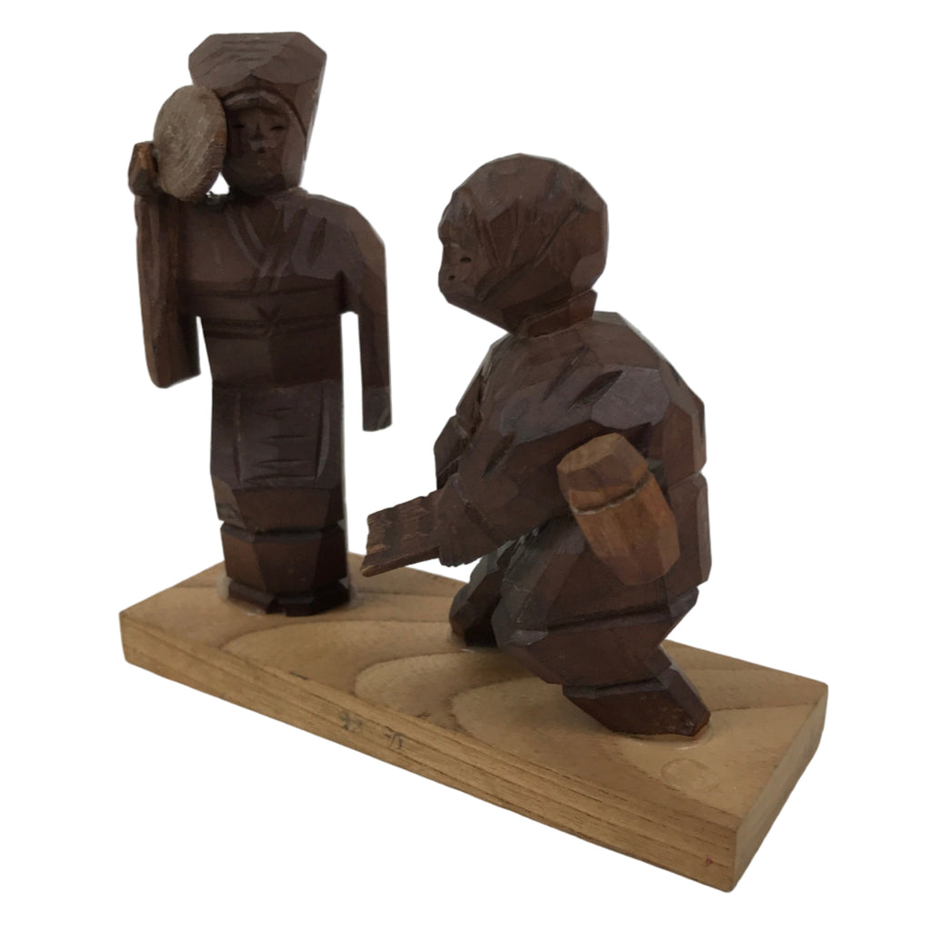 Japanese Wooden Loach Fish Scooping Figurine Statue Vtg Souvenir Folk Craft ST70