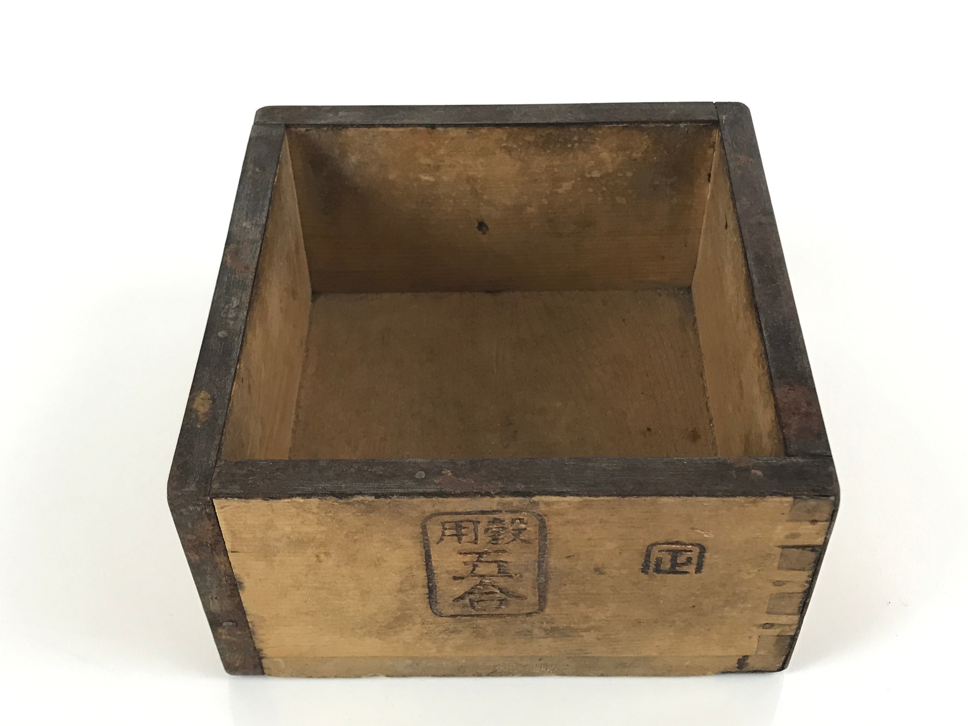 Japanese Wooden Masu Rice Cup Inside 12x12x6cm Vtg Masu Setsubun Festival X94