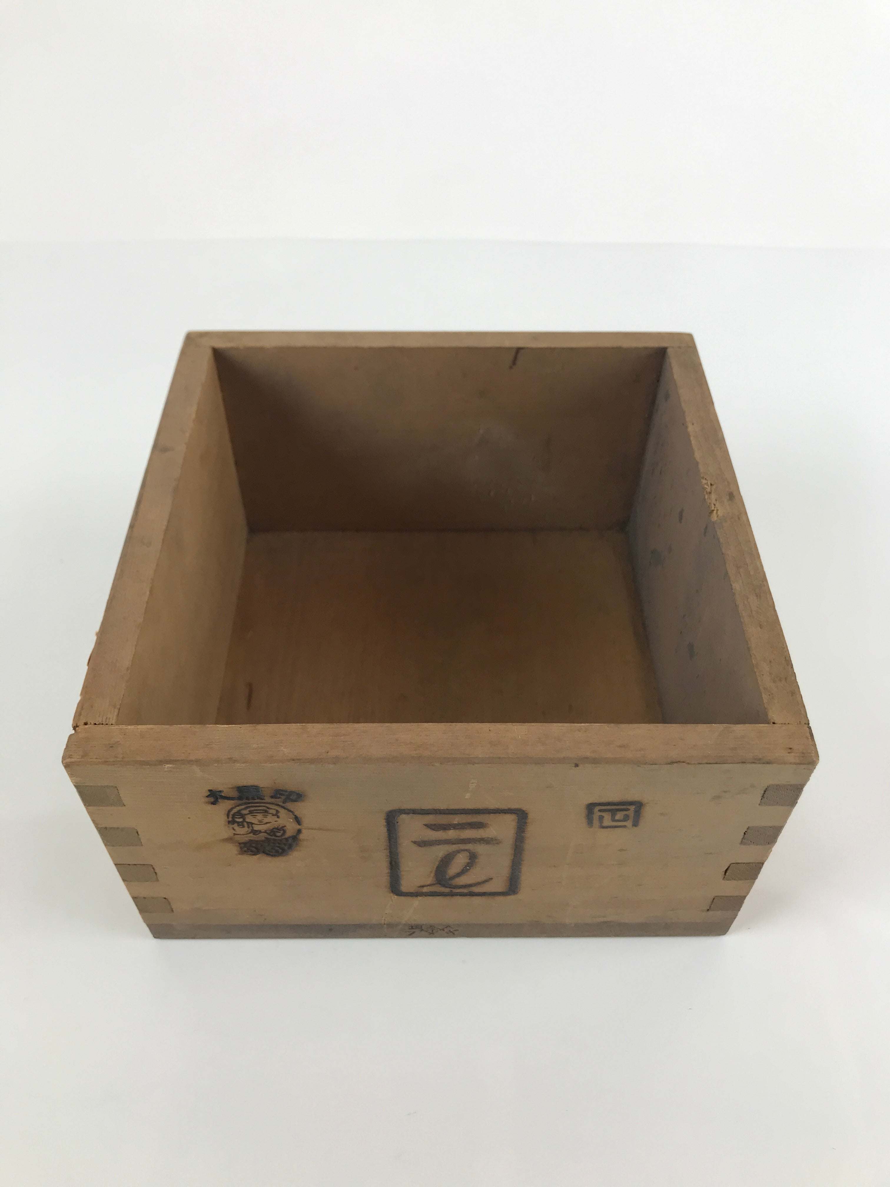 Japanese Wooden Masu Rice Cup Inside 15x15x8.5cm Vtg Masu Setsubun Festival X93