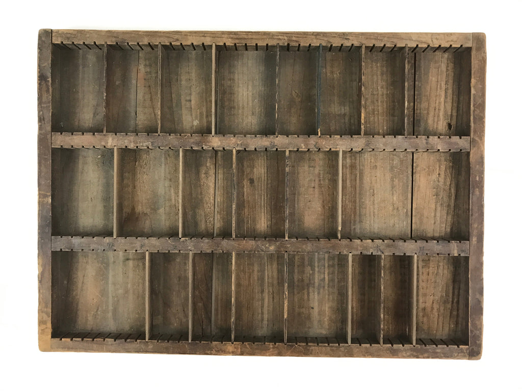 Japanese Wooden Metal Stamp Storage Tray Vtg Organizer Inside 42.5x30.5x2cm X54