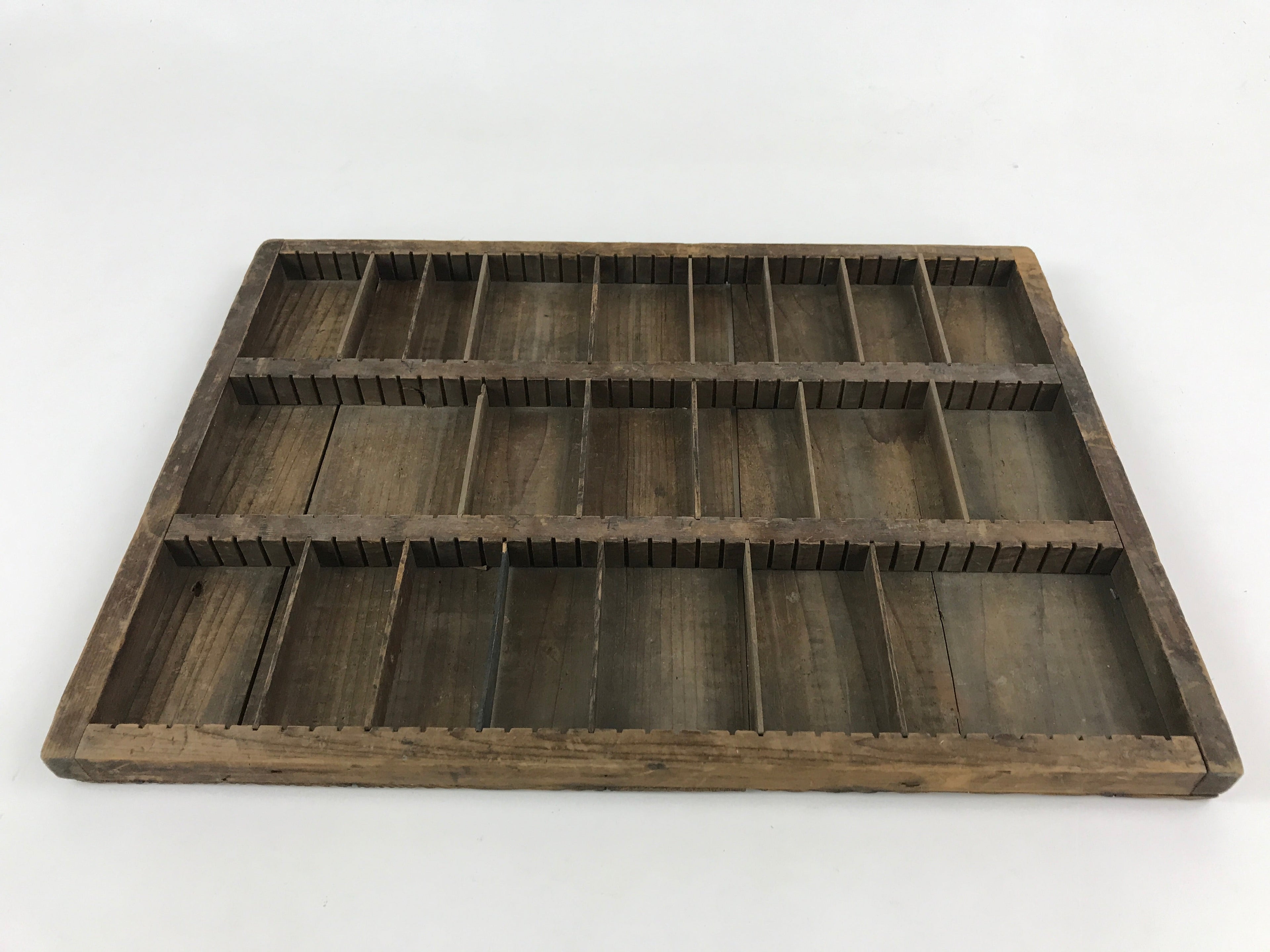 Japanese Wooden Metal Stamp Storage Tray Vtg Organizer Inside 42.5x30.5x2cm X54
