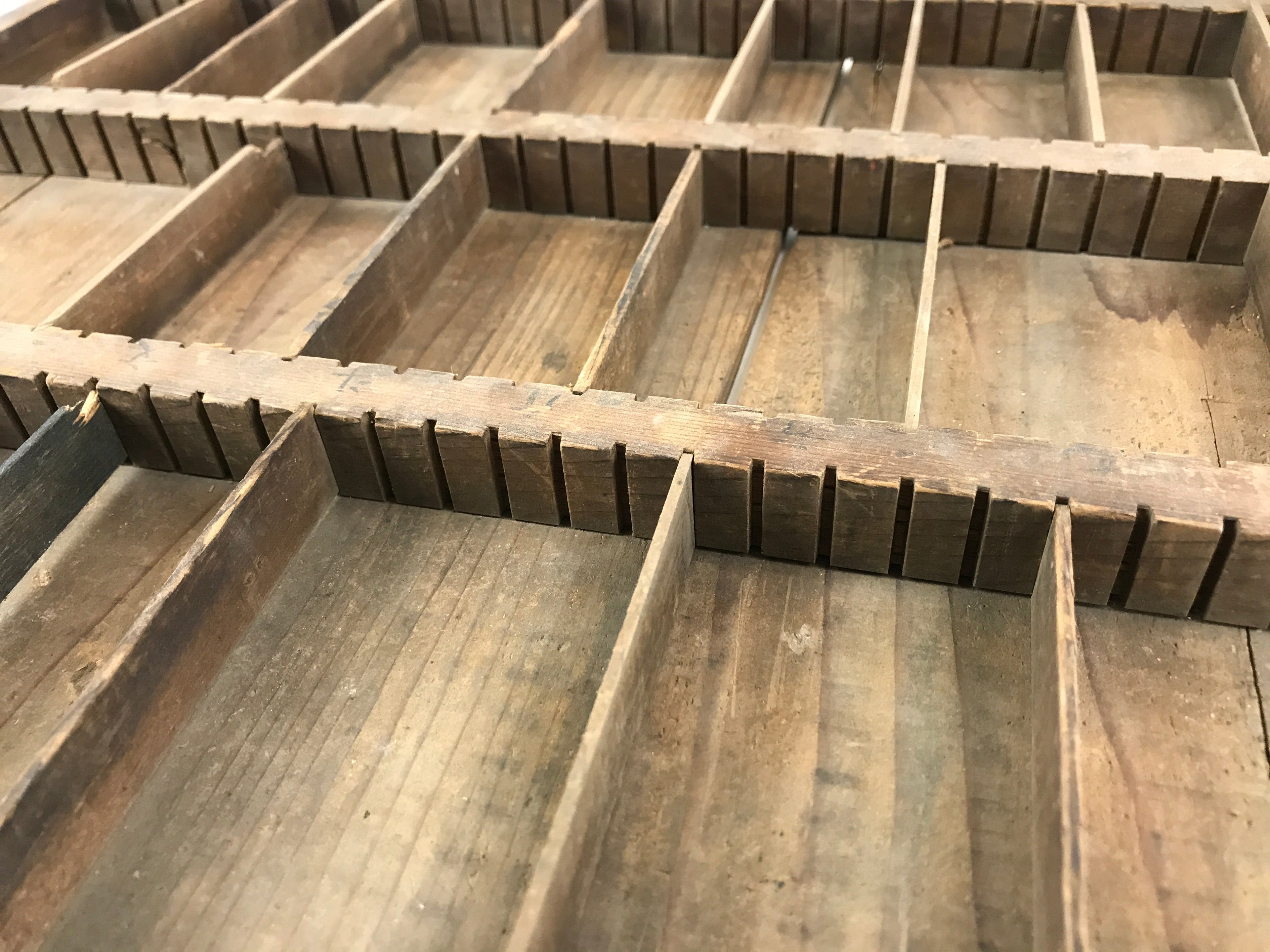 Japanese Wooden Metal Stamp Storage Tray Vtg Organizer Inside 42.5x30.5x2cm X54