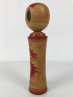 Japanese Wooden Naruko Kokeshi Doll Vtg Black Red Brown Traditional Craft KF763