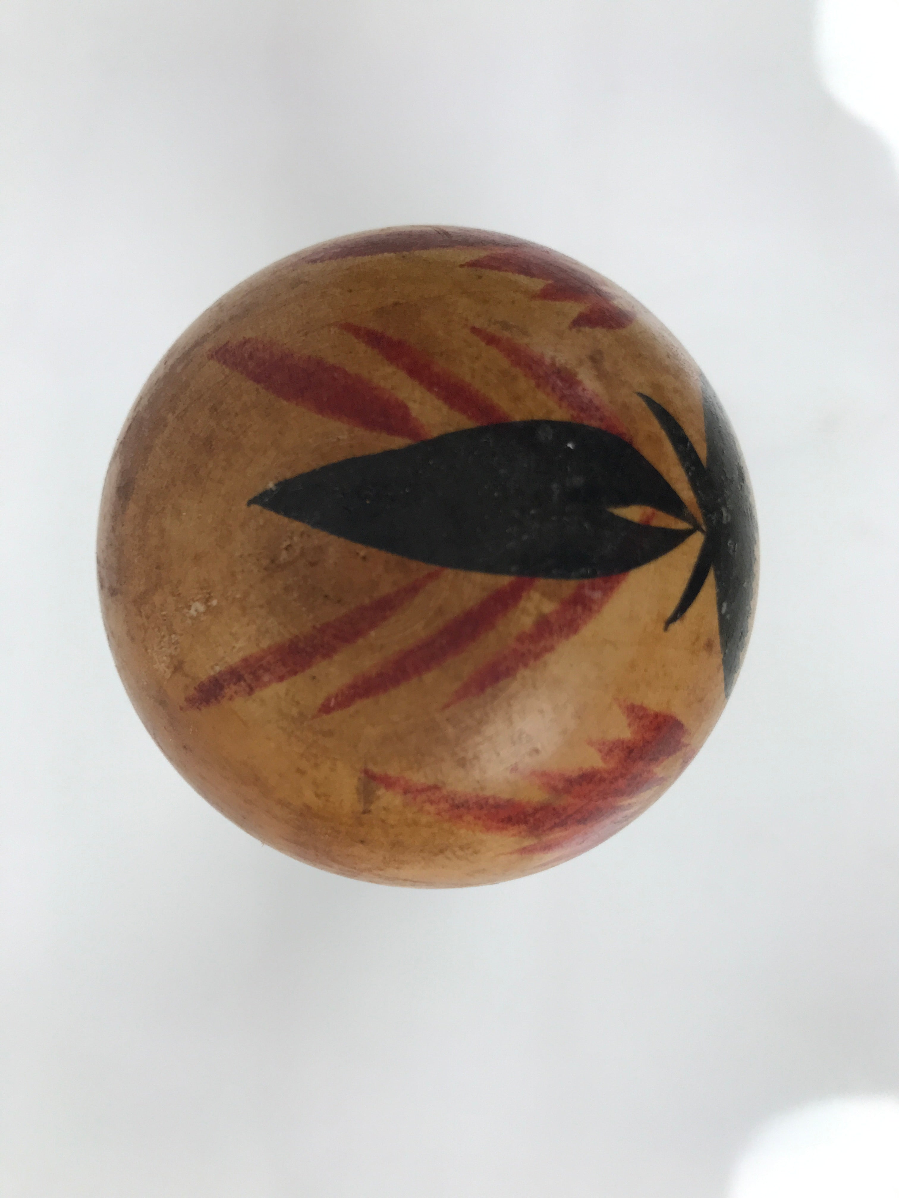 Japanese Wooden Naruko Kokeshi Doll Vtg Black Red Brown Traditional Craft KF763