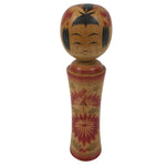Japanese Wooden Naruko Kokeshi Doll Vtg Black Red Brown Traditional Craft KF763